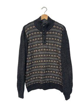 Southern Pines Men's Fair Isle Henley Sweater Size M Nordic Refined Gorpcore